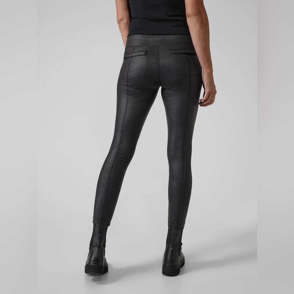 Athleta Size M/T (Tall) Delancey Gleam Tights With Back Zippered Pockets - Black
